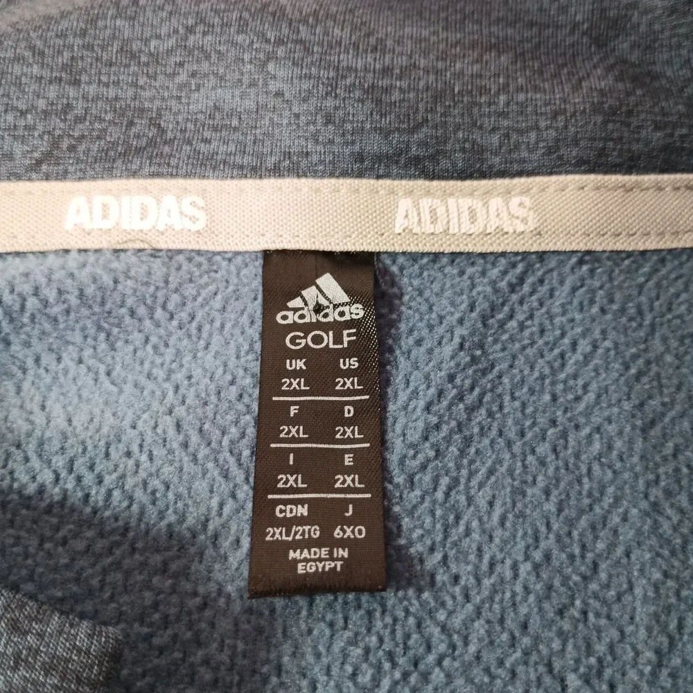 Adidas Golf 2XL Quarter Zip Pullover Blue Fleece Lined Performance Jacket